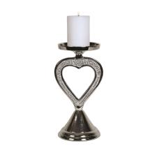 Straits Silver Jewelled Heart Pillar Candle Holder