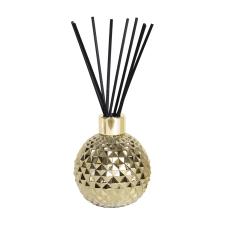 Aroma Gold Glass Reed Diffuser & 50 Black Fibre Reeds