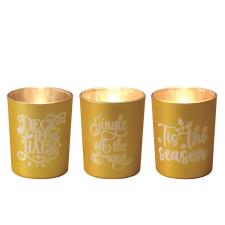 Aroma Gold Christmas 3 Tealight & Votive Holder Set