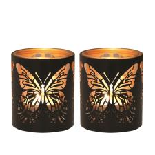 Aroma Black & Gold Butterfly 2 Tealight & Votive Holder Set