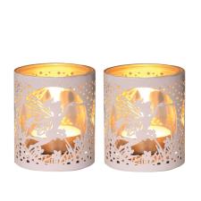 Aroma White &amp; Gold Fairy 2 Tealight &amp; Votive Holder Set