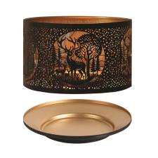 Aroma Silhouette Black & Gold Deer Family Shade & Tray