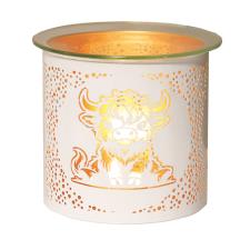 Aroma White & Gold Highland Cow Jar Sleeve & Wax Melt Warmer