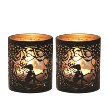 Aroma Black &amp; Gold Fairy 2 Tealight &amp; Votive Holder Set