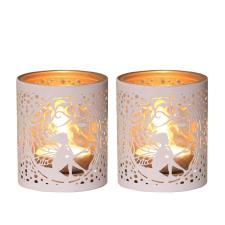 Aroma White & Gold Fairy 2 Tealight & Votive Holder Set