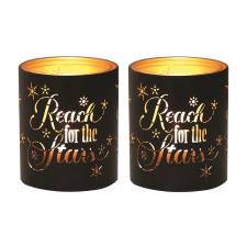 Aroma Black &amp; Gold Reach for the Stars 2 Tealight &amp; Votive Holder Set