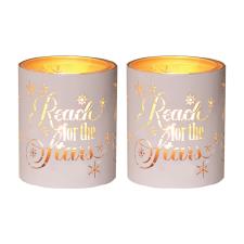 Aroma White &amp; Gold Reach for the Stars 2 Tealight &amp; Votive Holder Set