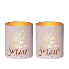 Aroma White & Gold Let It Snow 2 Tealight & Votive Holder Set