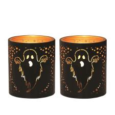 Aroma Black & Gold Ghost 2 Tealight & Votive Holder Set