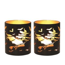 Aroma Black & Gold Witch 2 Tealight & Votive Holder Set