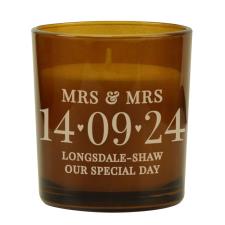 Personalised Special Date Amber Glass Jar Candle