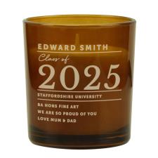 Personalised Graduation Amber Glass Jar Candle