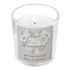 Personalised 25th Silver Wedding Anniversary Jar Candle