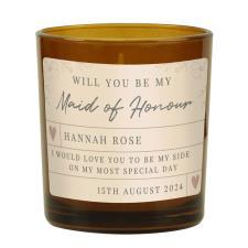 Personalised Wedding Party Amber Glass Jar Candle
