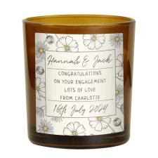 Personalised Floral Label Amber Glass Jar Candle
