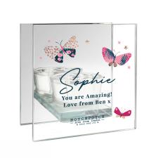Personalised Hotchpotch Butterfly Mirrored Glass Tea Light Holder