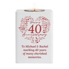 Personalised 40th Ruby Wedding Anniversary Wooden Tea Light Holder