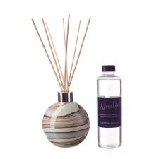 Amelia Art Glass Smoked Meadow Reed Diffuser Gift Set 