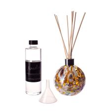 Amelia Art Glass Gold Brown & White Iris Reed Diffuser Gift Set 