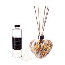 Amelia Art Glass Gold Brown & White Iridescence Heart Reed Diffuser Gift Set 