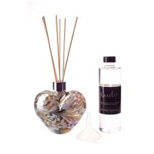 Amelia Art Glass Silver & Pearl White Heart Reed Diffuser Gift Set 