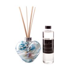 Amelia Art Glass Turquoise & White Heart Reed Diffuser Gift Set 