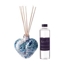 Amelia Art Glass Turquoise Crackle Heart Reed Diffuser Gift Set 