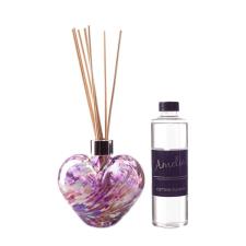 Amelia Art Glass Violet & White Heart Reed Diffuser Gift Set 