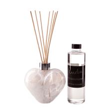 Amelia Art Glass Pearl White Heart Reed Diffuser Gift Set 