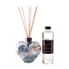 Amelia Art Glass White Blue & Green. Heart Reed Diffuser Gift Set 