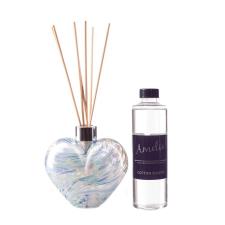 Amelia Art Glass White Sage & Blue Heart Reed Diffuser Gift Set 