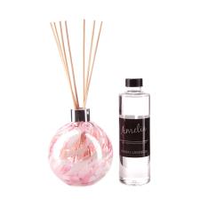 Amelia Art Glass Pink & White Reed Diffuser Gift Set 