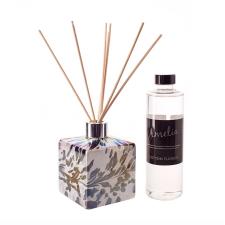 Amelia Art Glass Black Grey & White Square Reed Diffuser Gift Set 