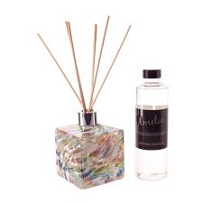 Amelia Art Glass Silver & White Square Reed Diffuser Gift Set 