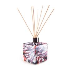 Amelia Art Glass Red, Black & White Iridescence Square Reed Diffuser