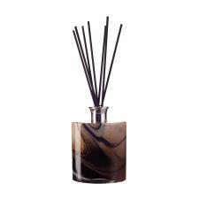 Amelia Art Glass Earth Stone Large Ellipse Cylinder Reed Diffuser (Black)