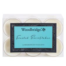 Woodbridge Frosted Snowflakes 4 Hour Tealights (Pack of 12)