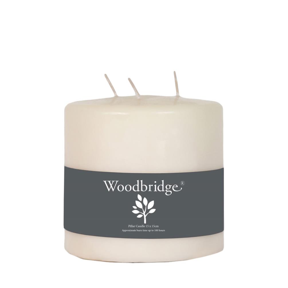 Woodbridge Ivory 3 Wick Pillar Candle 15cm (W1515) - Candle Emporium