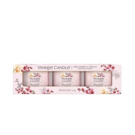 Yankee Candle Pink Cherry & Vanilla 3 Filled Votive Candle Gift Set  £8.99