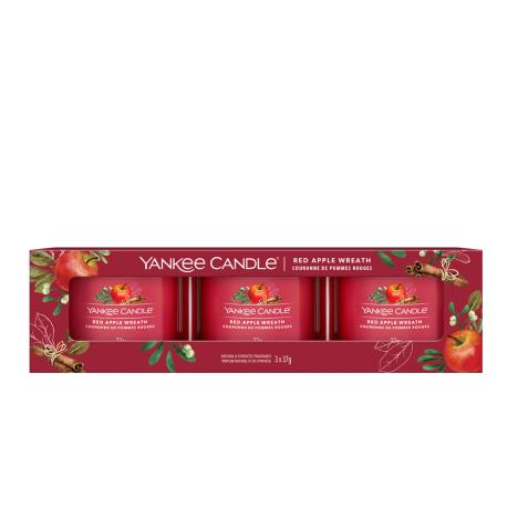 Yankee Candle Red Apple Wreath 3 Filled Votive Candle Gift Set  £6.99