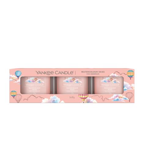 Yankee Candle Watercolour Skies 3 Filled Votive Candle Gift Set  £6.99