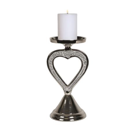 Straits Silver Jewelled Heart Pillar Candle Holder  £30.14