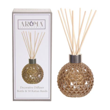 Aroma Amber Lustre Glass Reed Diffuser & 50 Rattan Reeds  £7.01