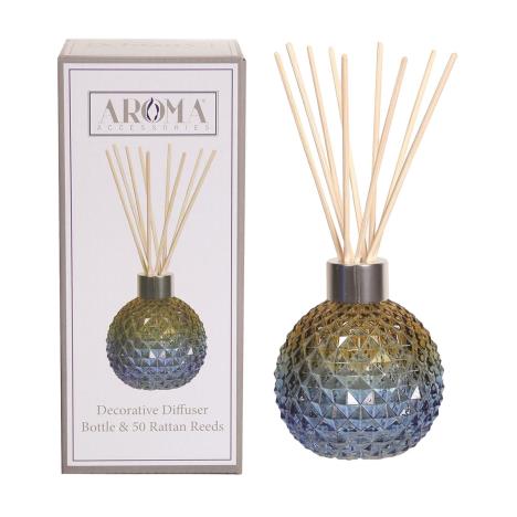 Aroma Blue Amber Lustre Glass Reed Diffuser & 50 Rattan Reeds  £7.01