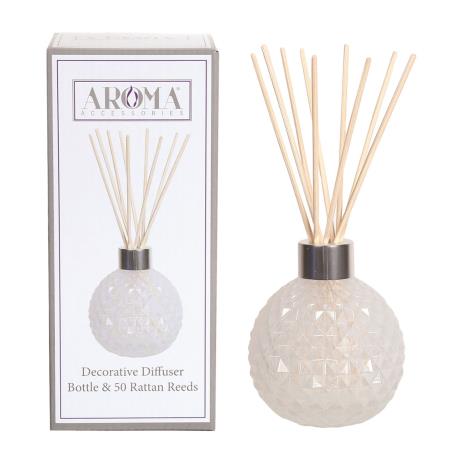 Aroma White Lustre Glass Reed Diffuser & 50 Rattan Reeds  £7.01