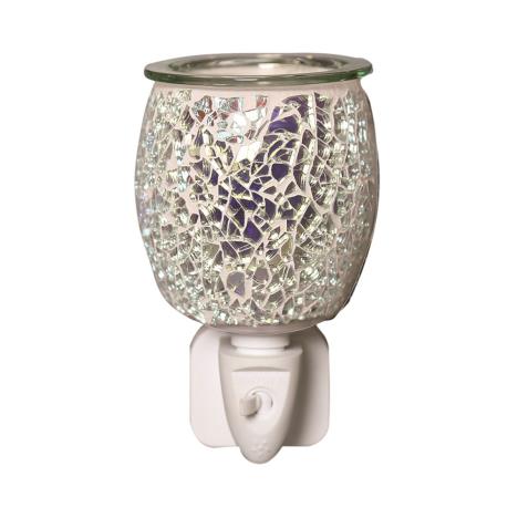 WAX MELT WARMER Electric: Silver Mosaic Crackle Glass Electric,  UK