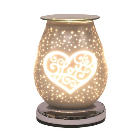 Aroma Love Heart White Satin 3D Electric Wax Melt Warmer  £23.39