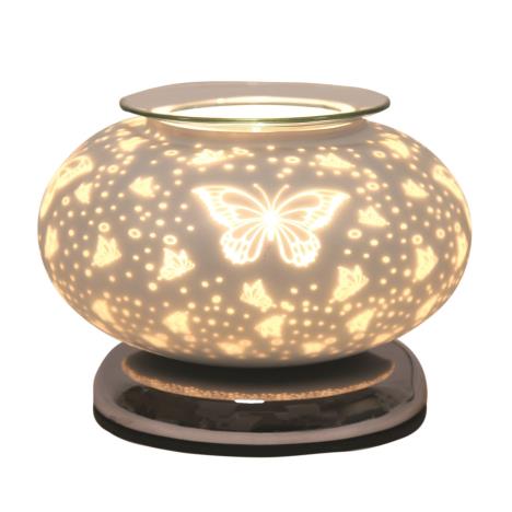 Aroma Butterfly Ellipse White Satin Electric Wax Melt Warmer  £19.52