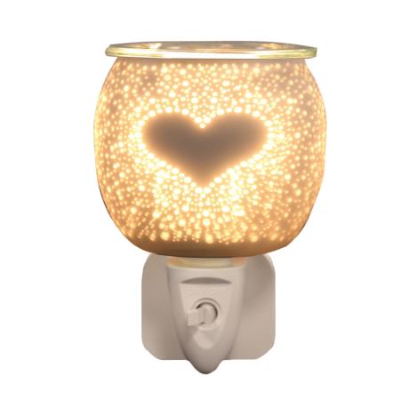 Aroma Burst Heart White Satin Plug In Wax Melt Warmer  £12.59