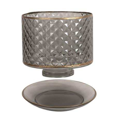 Aroma Grey & Gold Quilted Glass Shade & Tray  £13.04